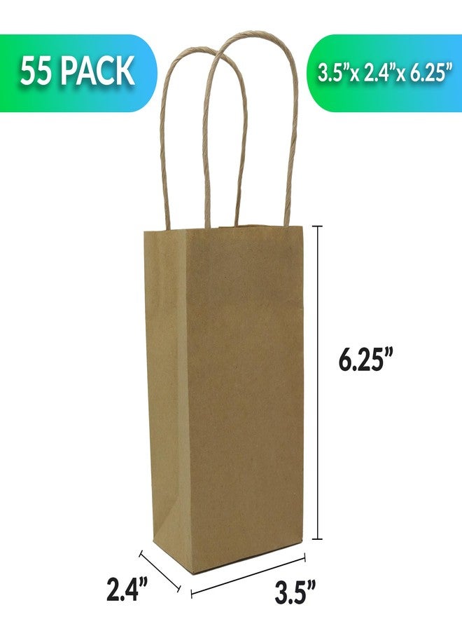 Reli. أكياس هدايا صغيرة بمقابض (عبوة من 55 كيسًا) (3.5 × 2.4 × 6.25 بوصة) | أكياس هدايا ورقية بنية اللون بمقابض، ورق كرافت | متعددة الاستخدامات للتسوق، والبيع بالتجزئة، والهدايا، والطلبات الخارجية، وتوزيعات الحفلات التي تصنعها بنفسك - Image 3